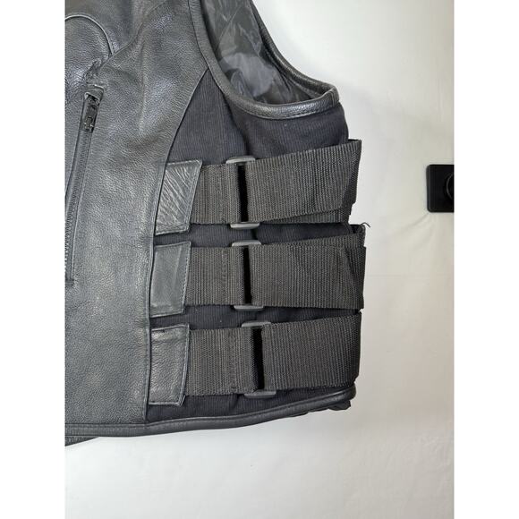 First Classics Black 7X Mens Leather Vest - Picture 4 of 7